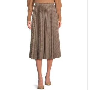 Alex Marie Alina Plaid Houndstooth Pleated A-Line Swing Midi Skirt